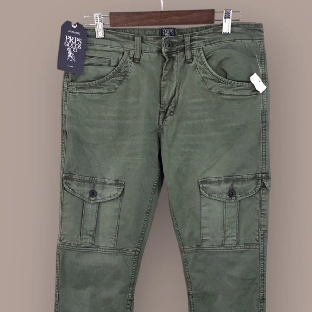 New‎ PRPS Men's Savoy Bowman Slim Fit Chino Cargo Pants Size 30 Green E87P507K